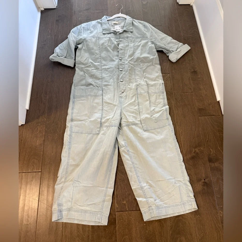 NEW FREE PEOPLE margarita jumpsuit in light blue size medium - Picture 4 of 8